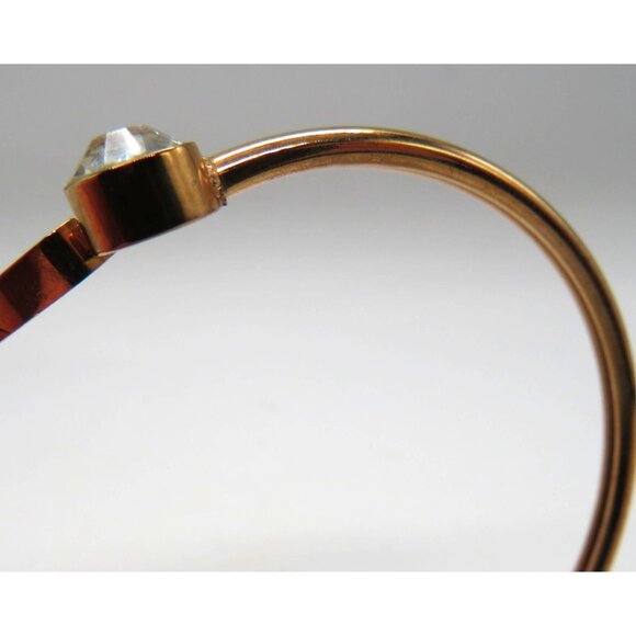 Heartbeat Bracelet Heart Gold Tone Clear Crystal Bangle Love Valentine - Picture 11 of 11